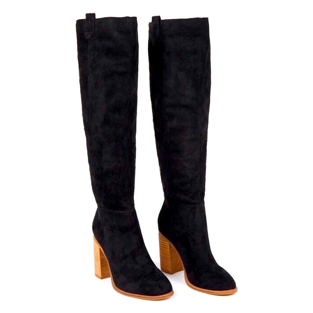 Altar’d State Black Suede Knee-High Boots